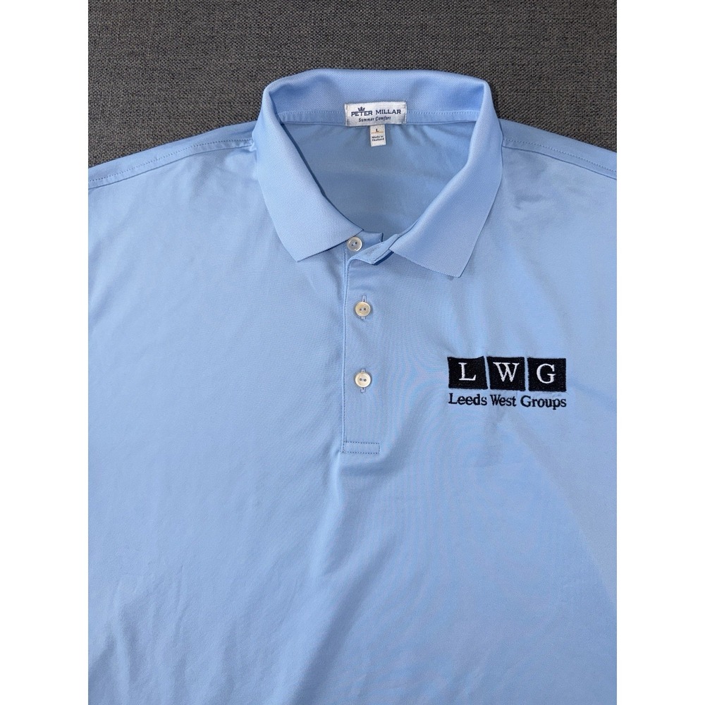 Peter Millar Summer Comfort Polo Shirt Men's Large Blue LWG